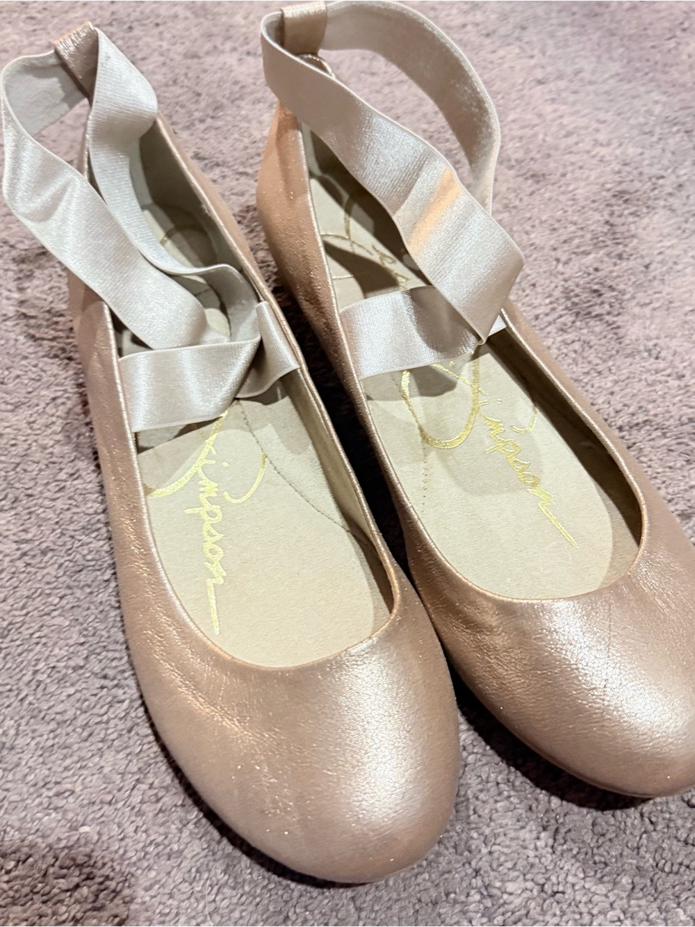 Jessica Simpson Satin Blush Ballet Flats with Ribbon - NEVER WORN